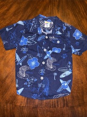 healthtex Navy & Light Blue Hawaiian Button-Up Shirt